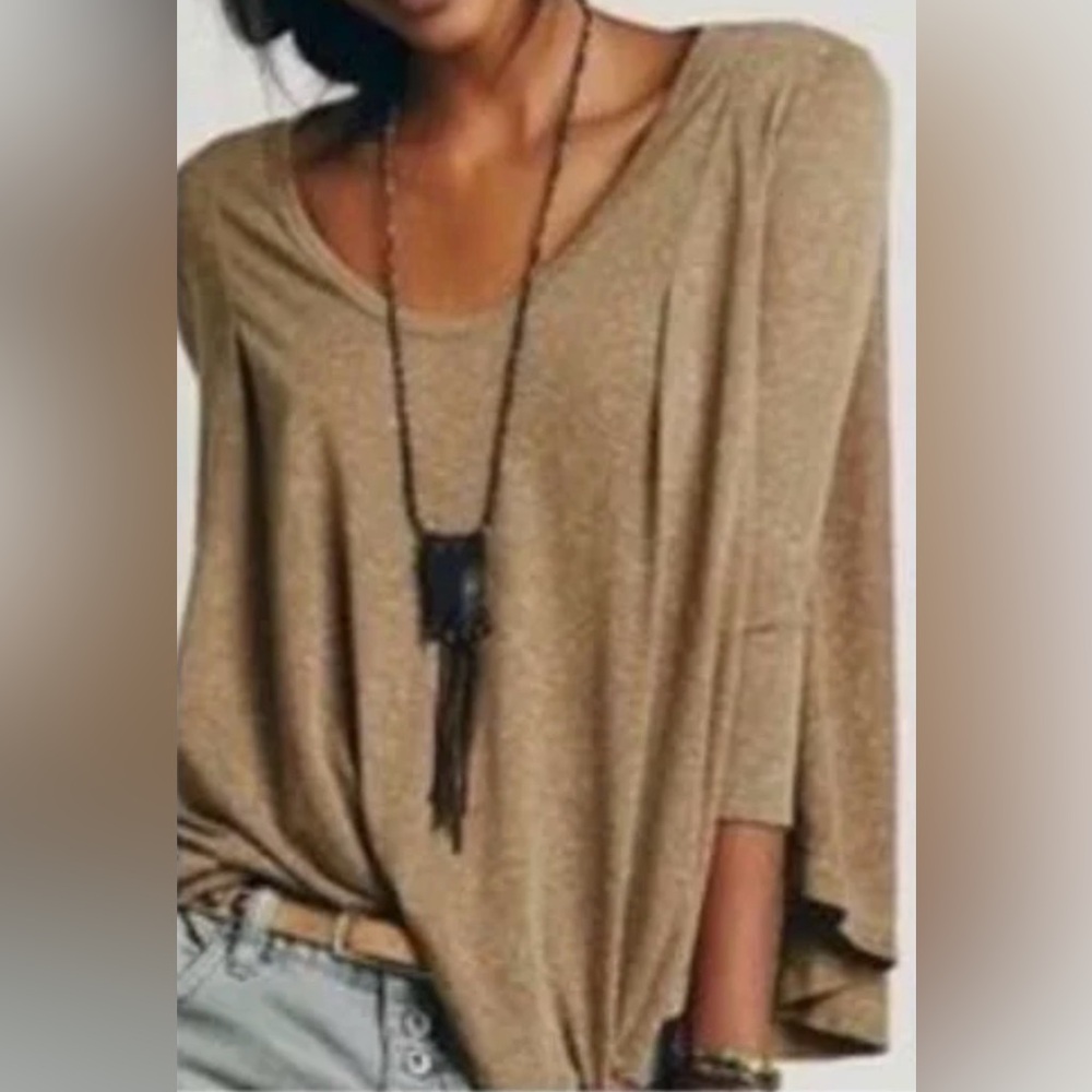 We The Free Free People Tambourine Swing Boho Tan Top